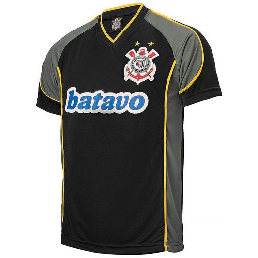 Camisa Corinthians Retrô 1999 Home Batavo Masculina - Preta, Cinza e Branca